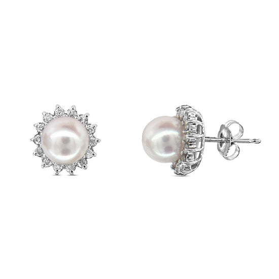 0.30cttw Diamond and Pearl Earring set in 14k Gold