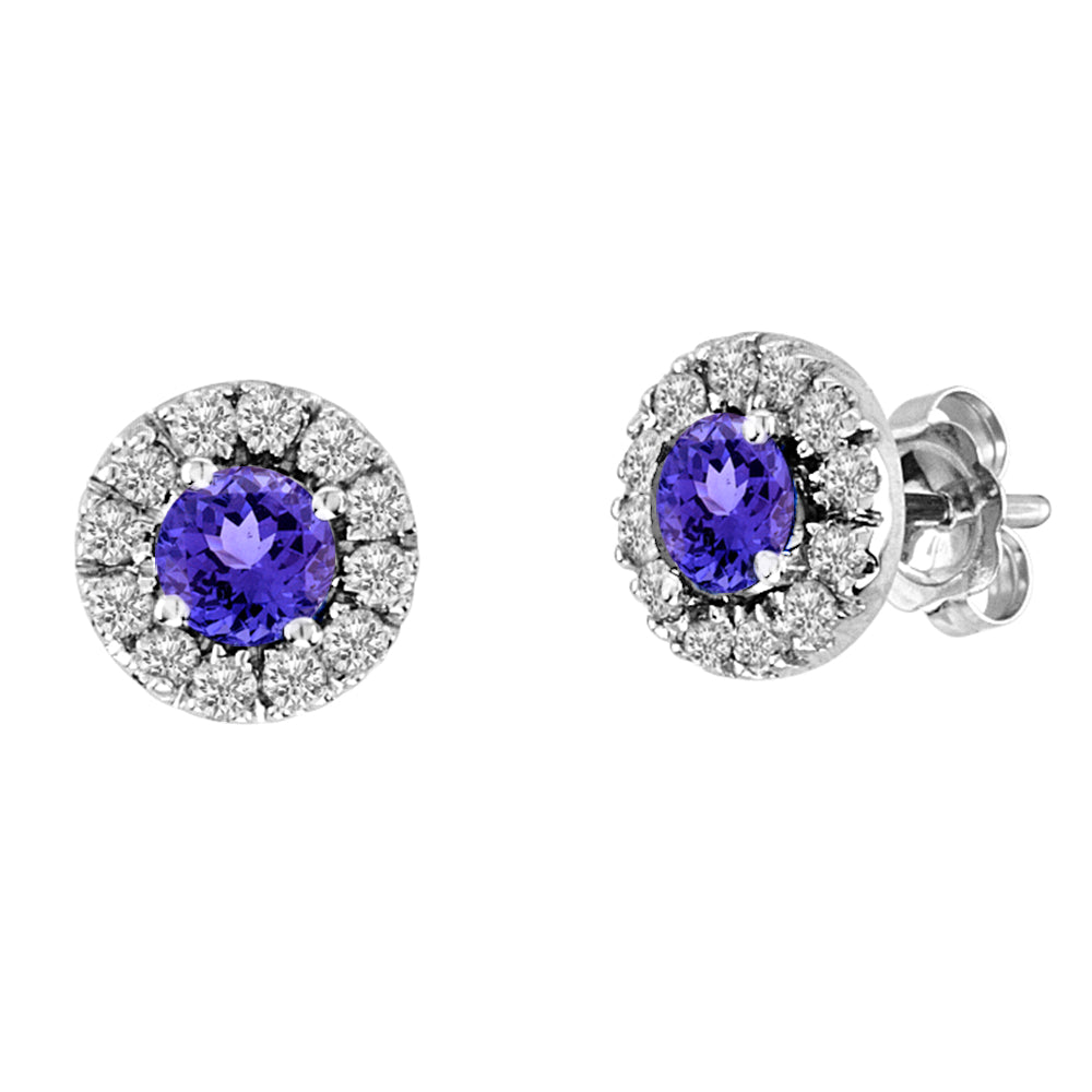 0.83cttw Diamond and Tanzanite Earring set in 14k