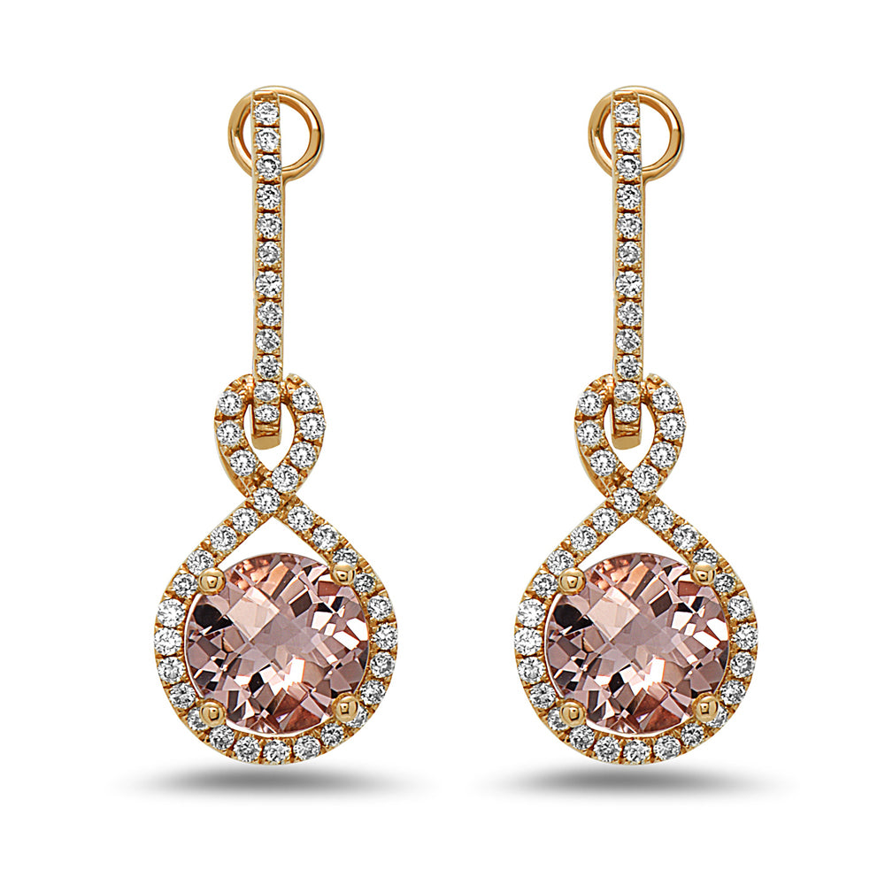 2.66cttw Morganite and Diamond Earrings in 14k Rose Gold