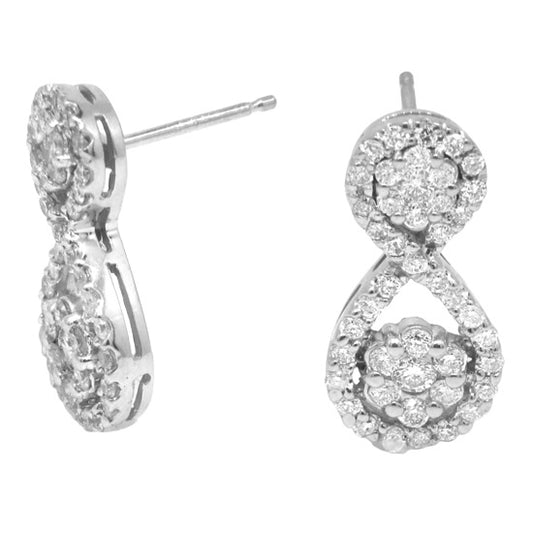 0.85cttw Diamond Cluster Drop Earring in 14k White Gold