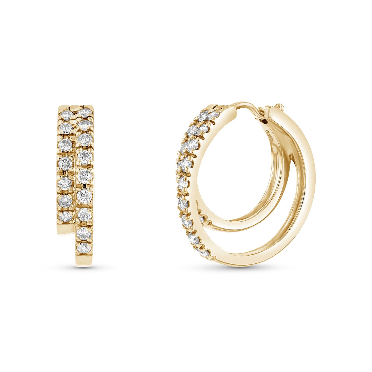 0.65cttw Diamond Double Hoop Earrings in 14k Yellow Gold