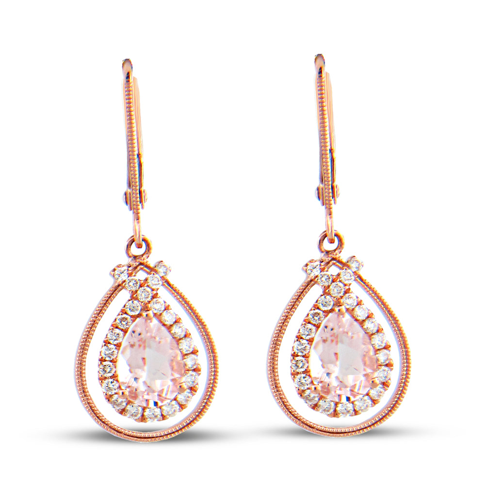 1.61cttw Morganite and Diamond Earrings in 14k Rose Gold