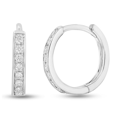 0.14ctw Diamond Hoop Huggie Earrings in 18k White Gold