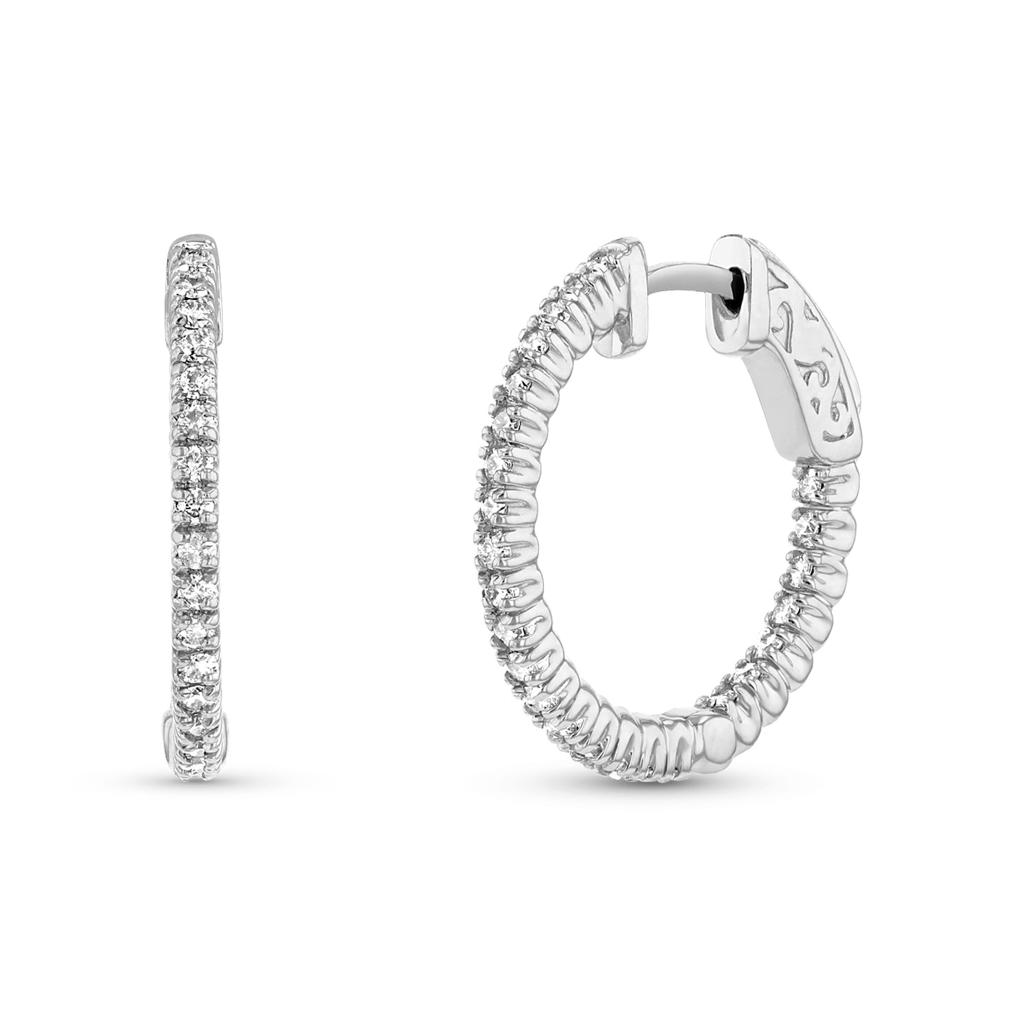 0.50ctw Diamond Hoop Earrings in 14k White Gold