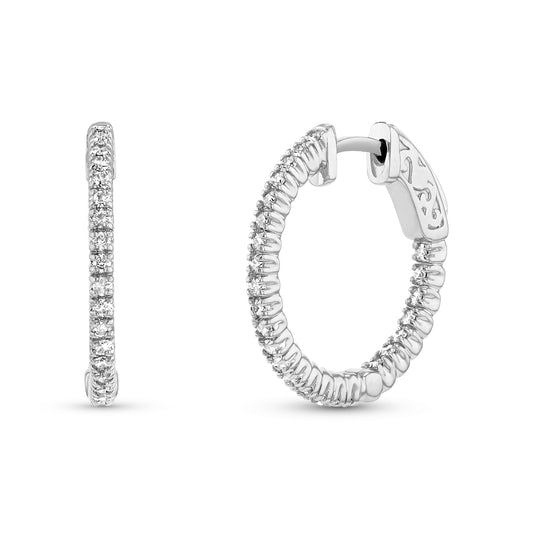 0.50ctw Diamond Hoop Earrings in 14k White Gold