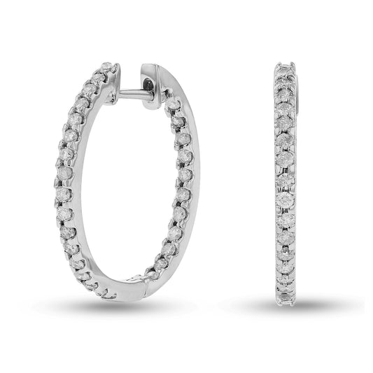 0.70ctw Diamond Hoop Earrings in 14k Gold