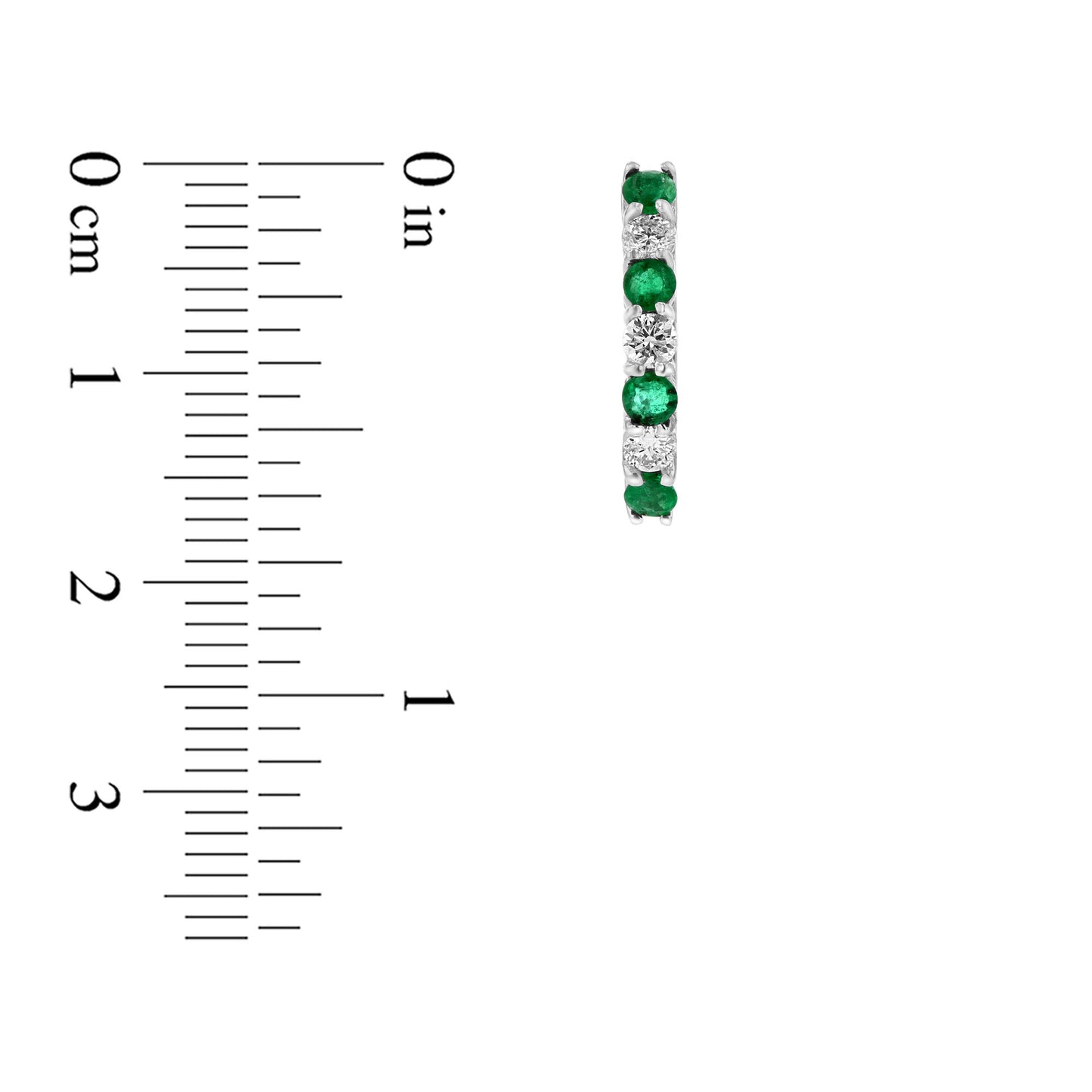 1.15ctw Diamond and Emerald Hoop Earrings in 14k White Gold