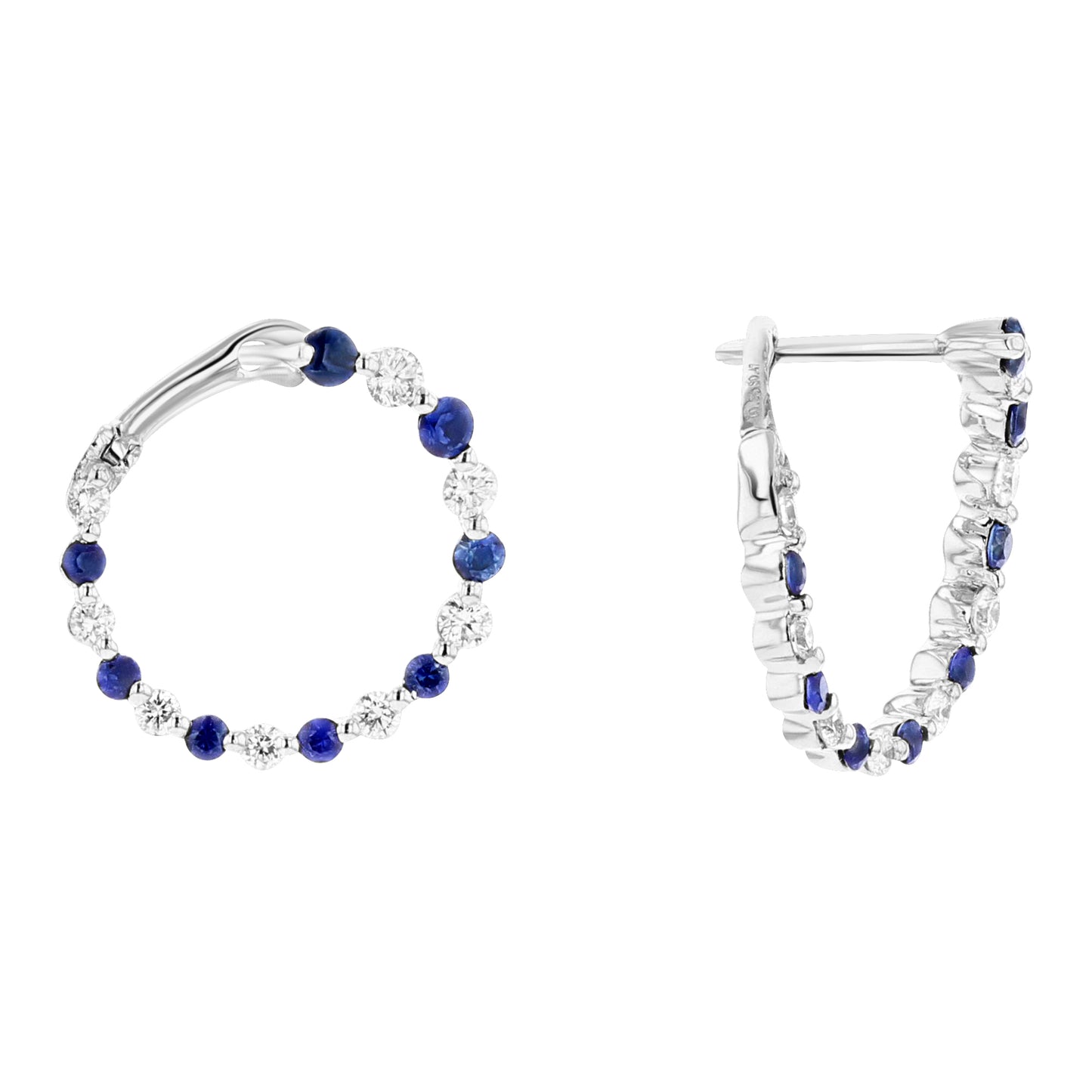 0.82ctw Diamond and Sapphire Fashion Earrings in 18k White Gold