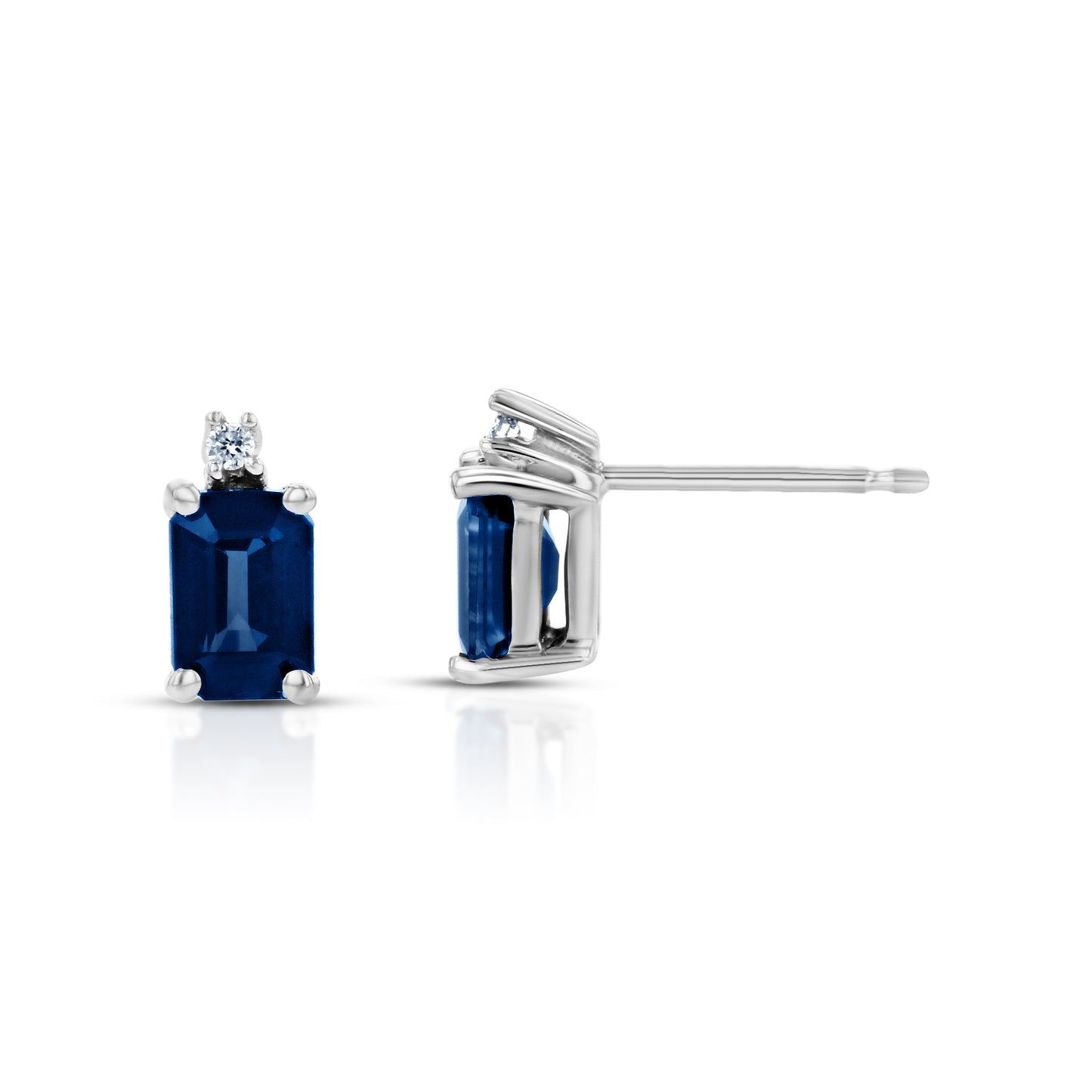 0.02ctw Round Diamonds and Sapphire Earrings in 14k White Gold