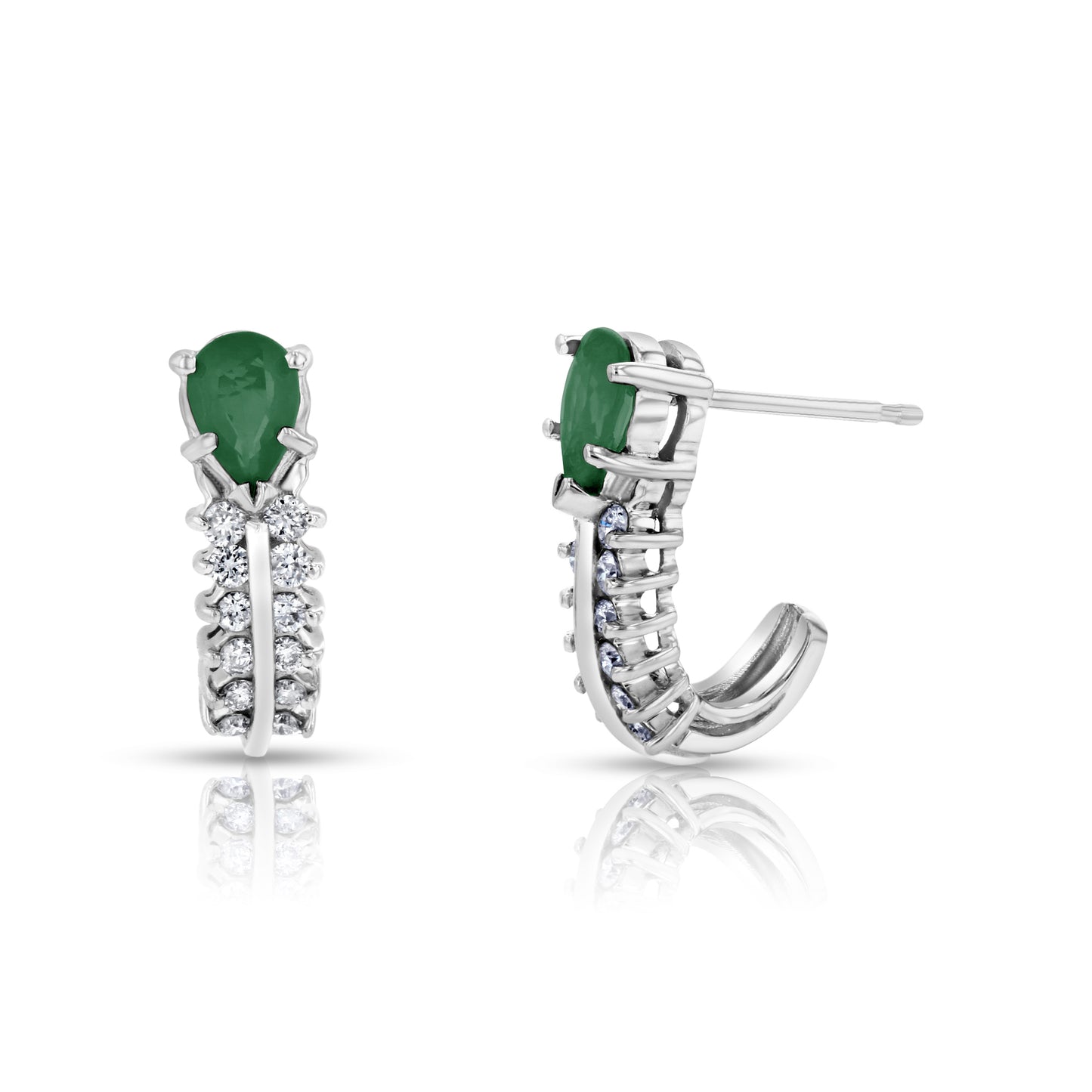 0.30ctw Diamonds and Emerald Earrings in 14k White Gold