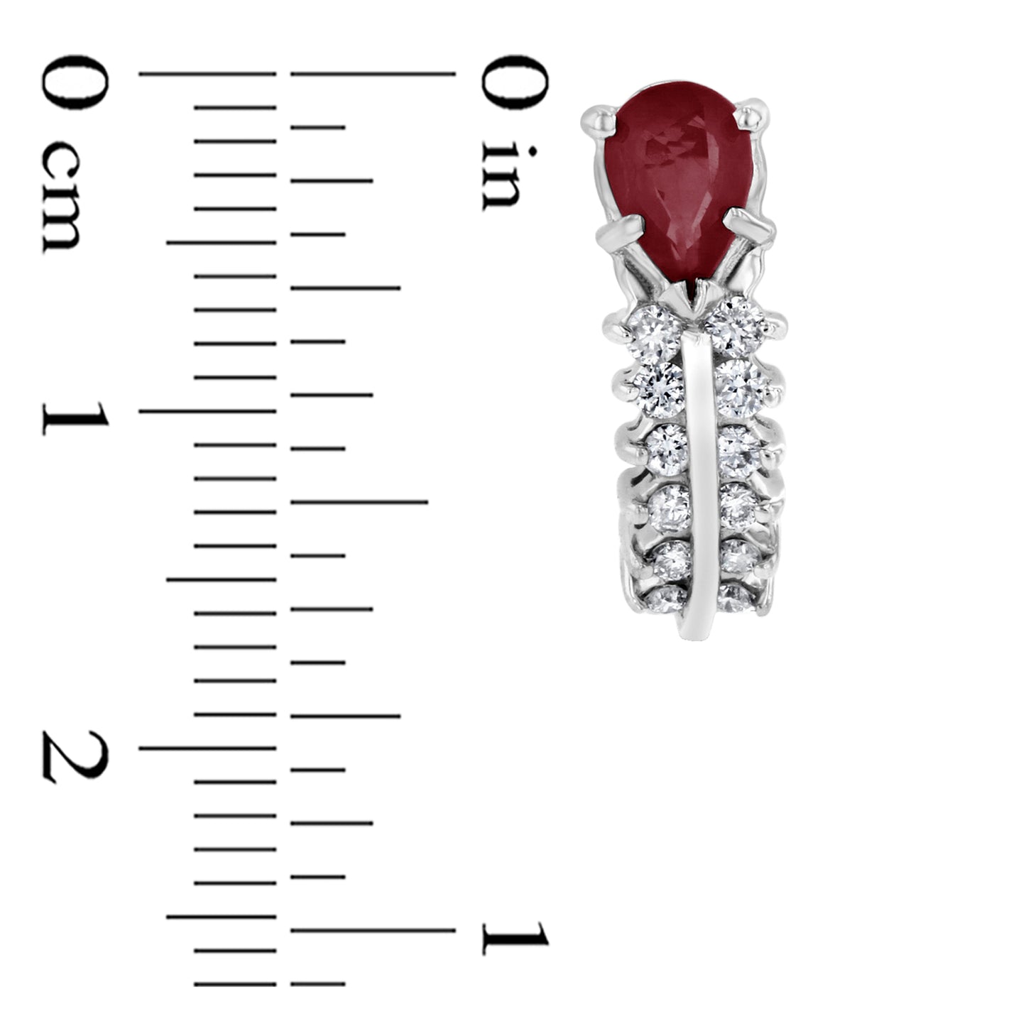 1 ctw Diamonds and Ruby Earrings in 14k White Gold