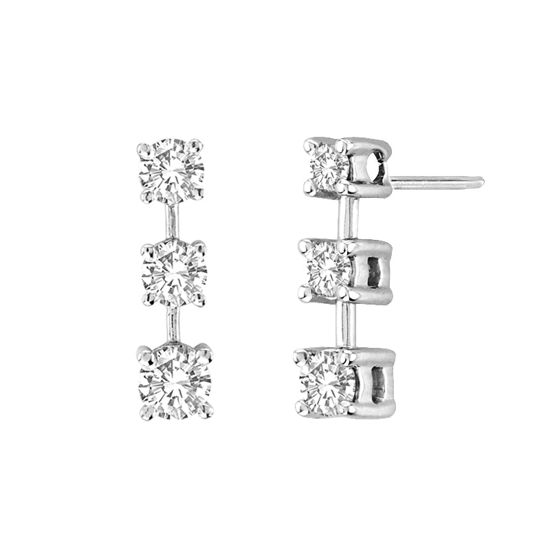 0.50 ctw three stone diamond earring in 14K White Gold