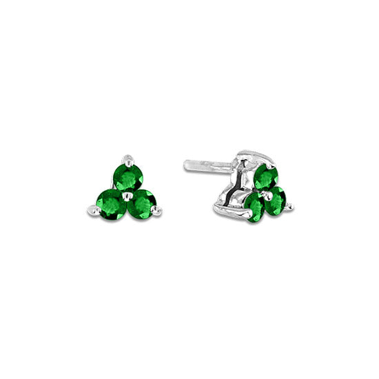 0.30cttw Emerald Three Stone Earrings in 14k White Gold