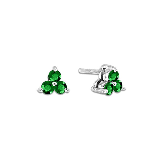 0.30cttw Emerald Three Stone Earrings in 14k White Gold