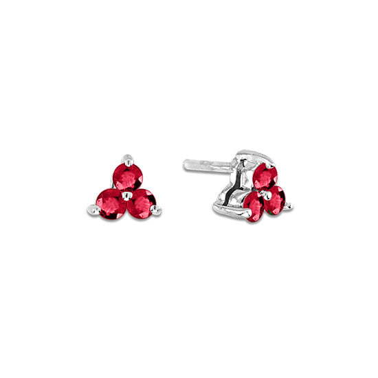 0.40cttw Natural Heated Ruby Three Stone Earring in 14k White Gold