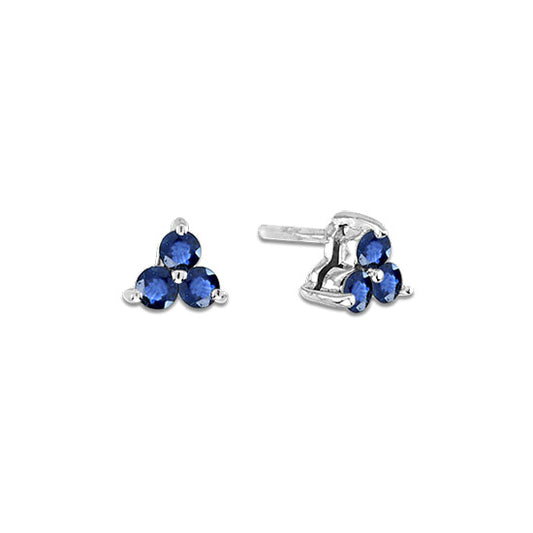 0.40cttw Sapphire Three Stone Earrings in 14k White Gold