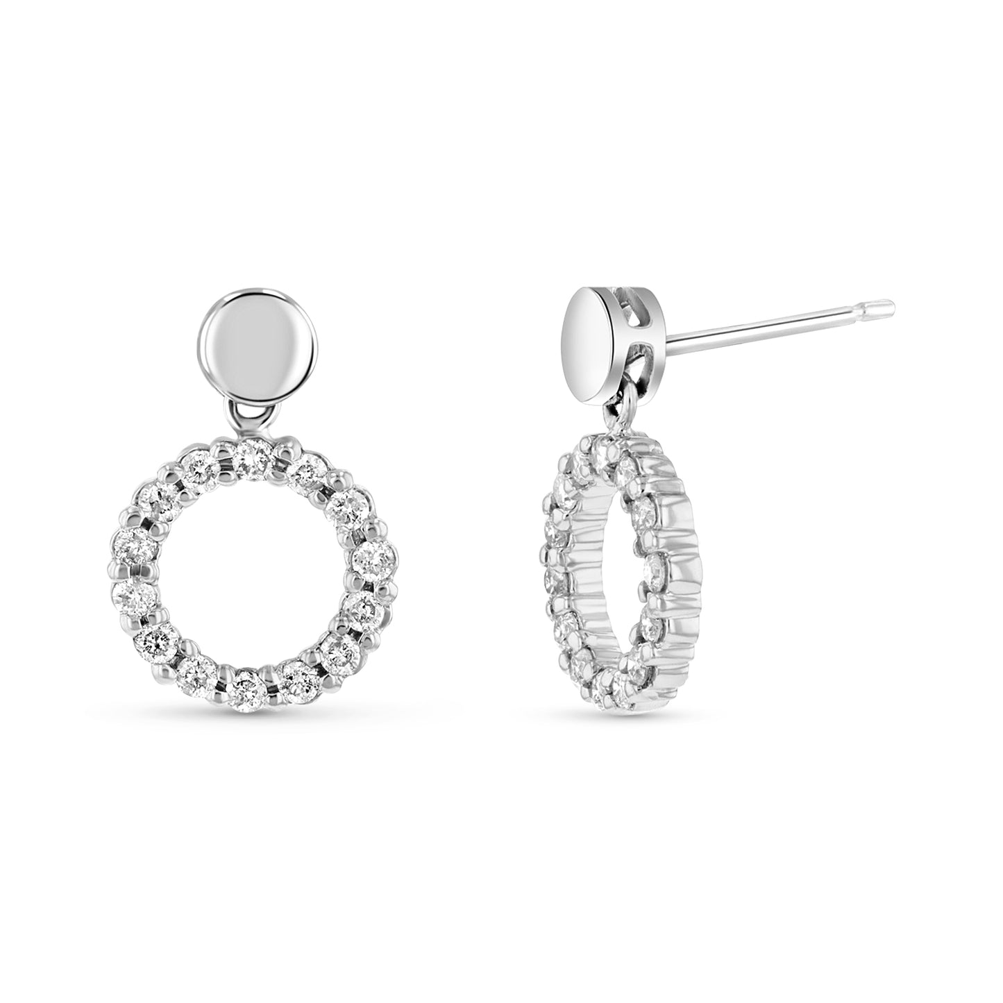 14k White Gold Earrings with 0.50ct tw of Round Diamond