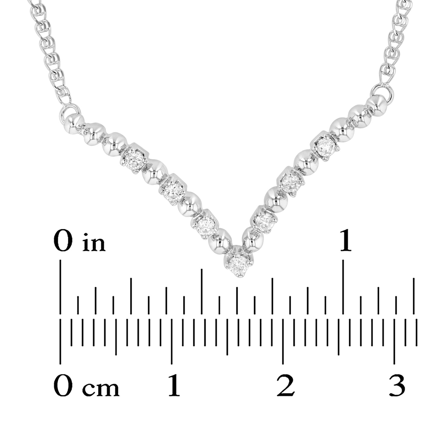 0.21ctw Diamond V Shaped Necklace in 14k White Gold 17 Inches