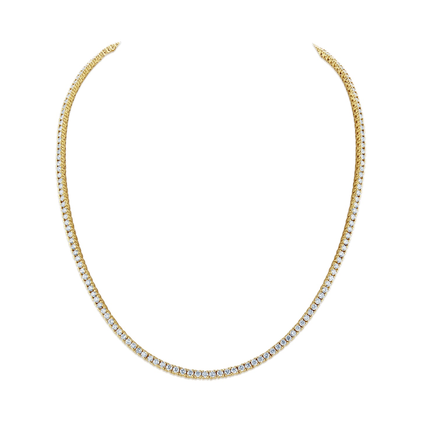 9.00ctw Diamond Straight Size Tennis Necklace in 14k Yellow Gold