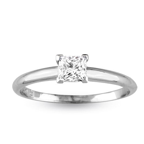 0.25ct Princess Cut Diamond Solitaire Ring 14k White Gold H-J SI2-I1 Quality