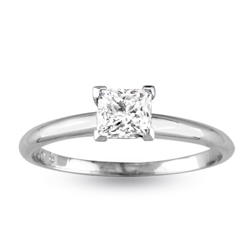 0.50 Princess Cut Diamond Solitaire Ring 14k White Gold H-J SI2-I1 Quality