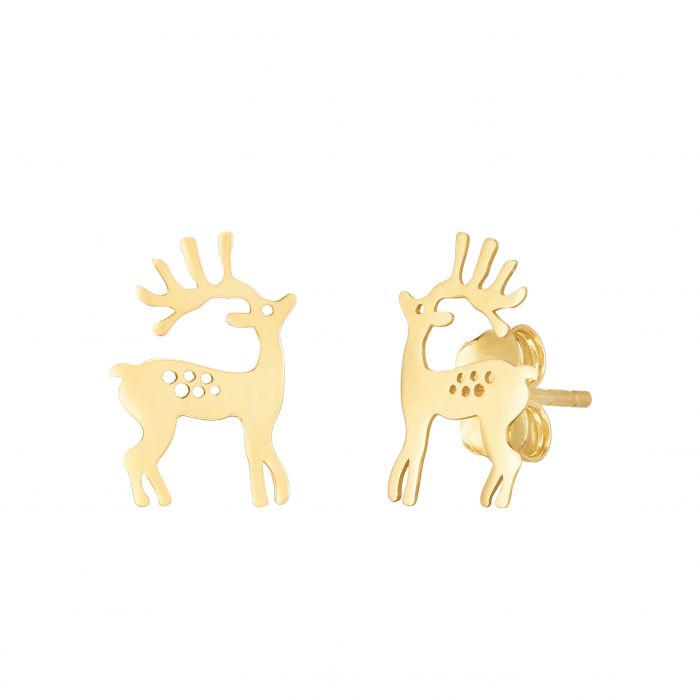 14K Gold Reindeer Stud Earrings