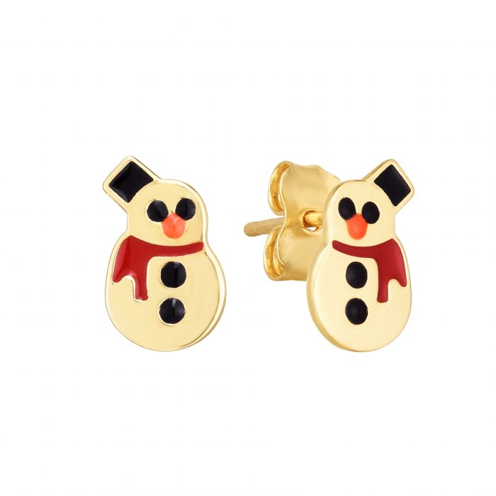 14K Gold Frosty the Snowman Stud Earrings