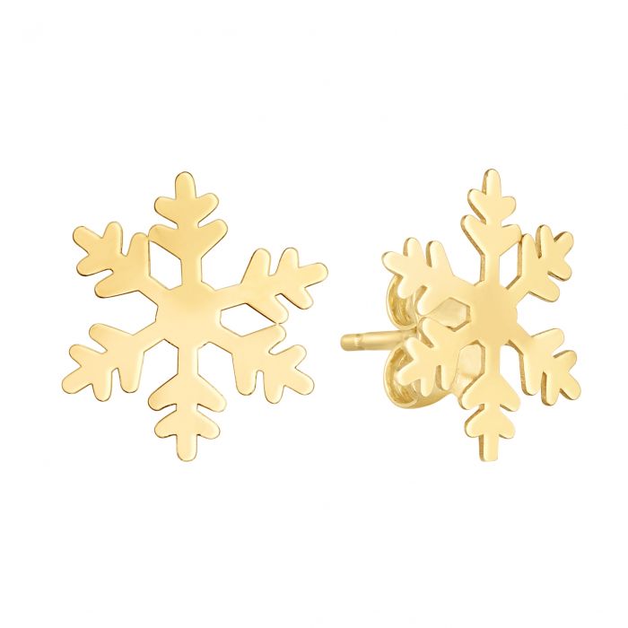 14K Gold Snowflake Stud Earrings