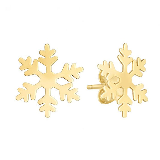 14K Gold Snowflake Stud Earrings