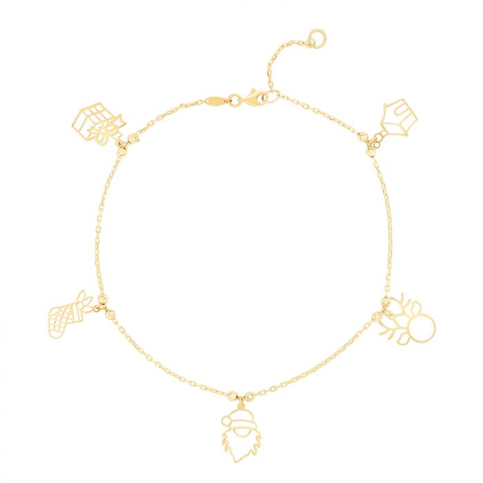 14K Gold Holiday Charm Bracelet