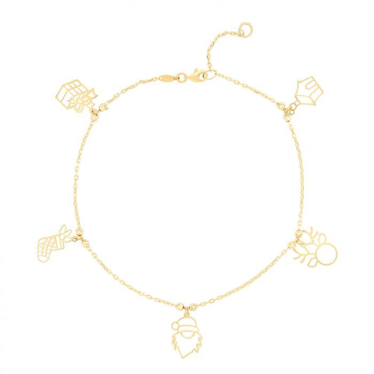 14K Gold Holiday Charm Bracelet